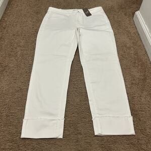 J Jill White Cropped Cuffed Denim Jeans Size 6 Spring
